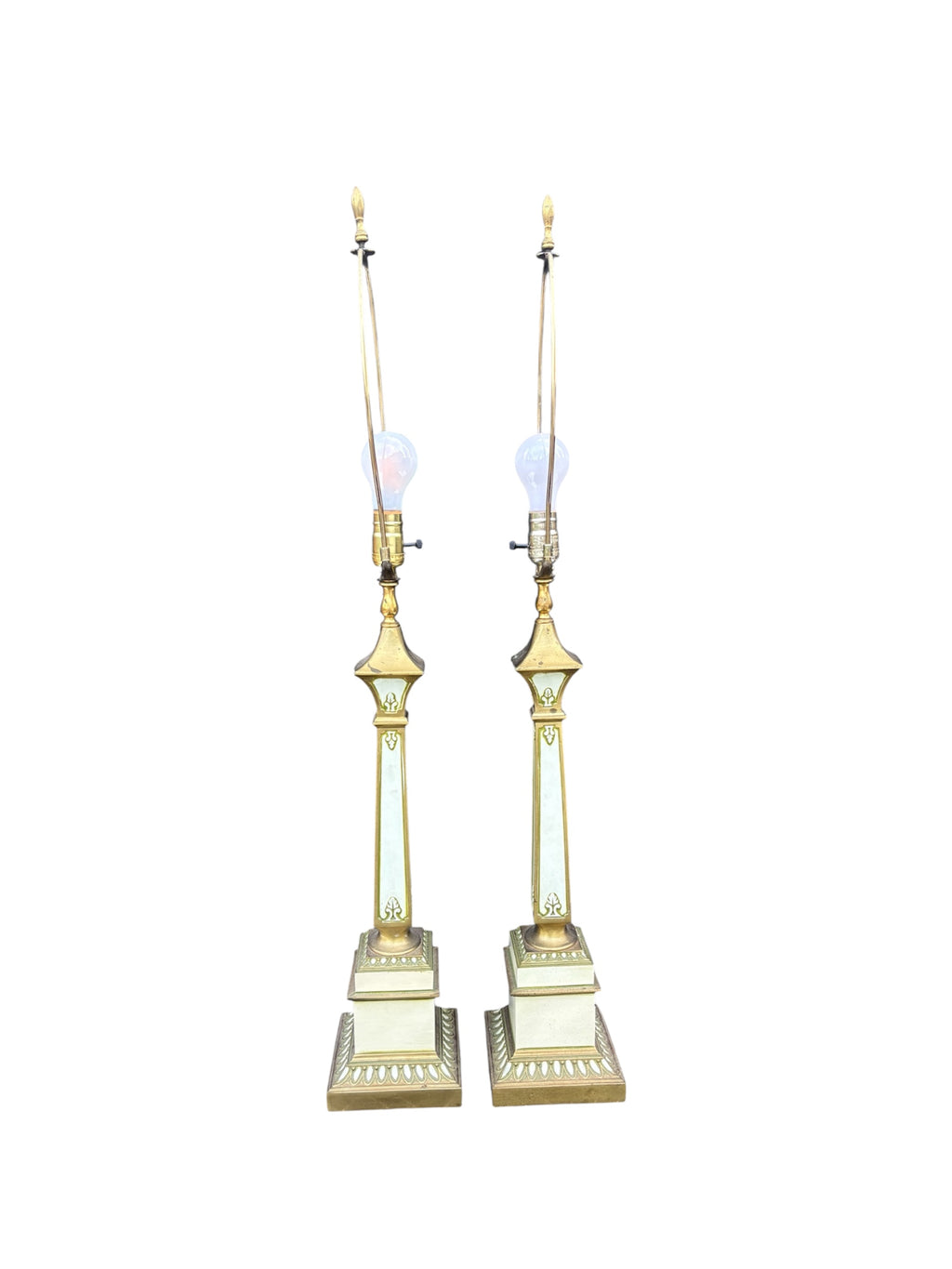 Mid Century Hollywood Regency Column Lamps - 38”