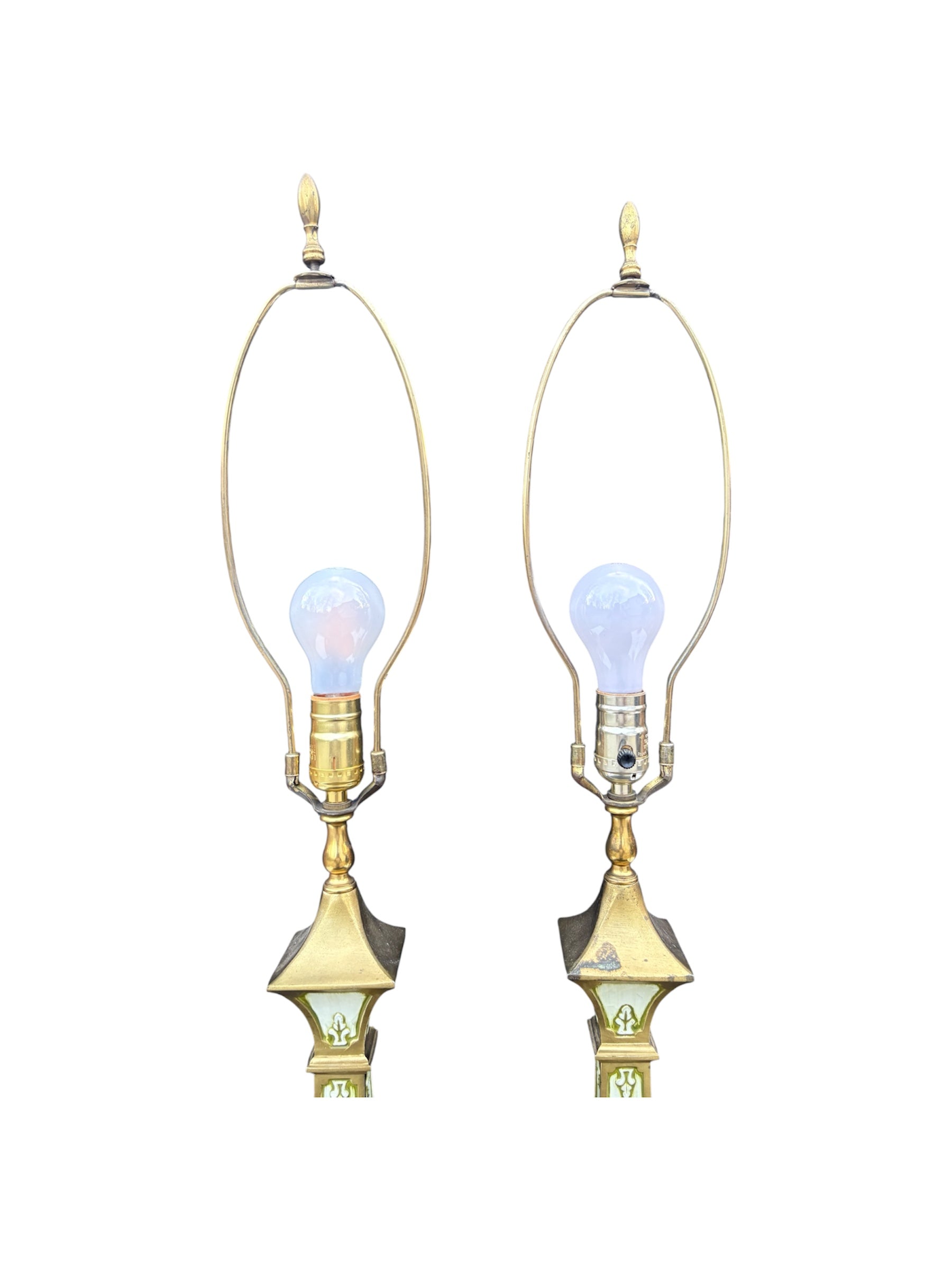 Mid Century Hollywood Regency Column Lamps - 38”