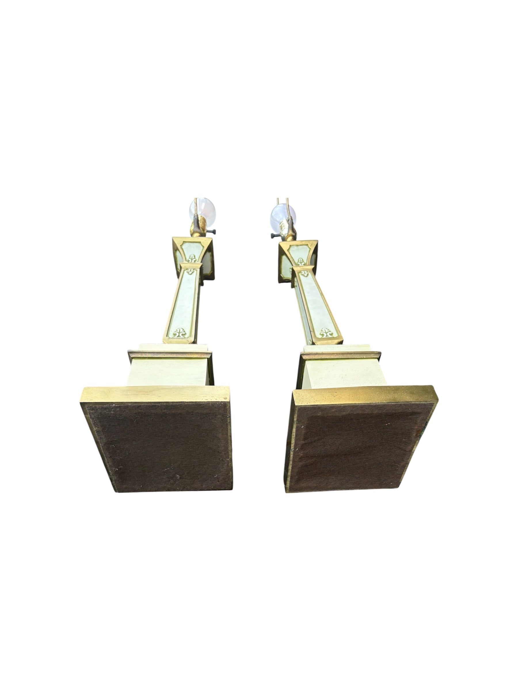 Mid Century Hollywood Regency Column Lamps - 38”