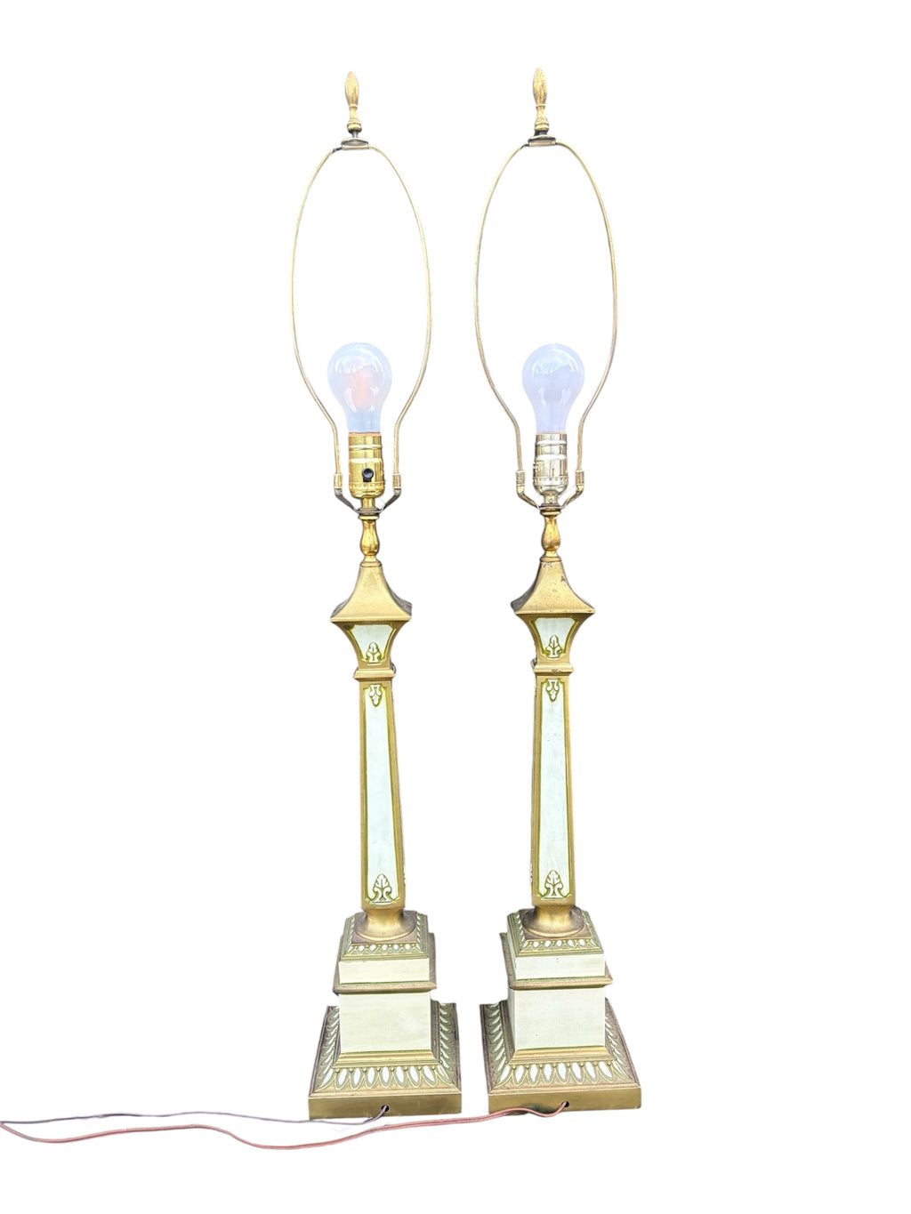 Mid Century Hollywood Regency Column Lamps - 38”