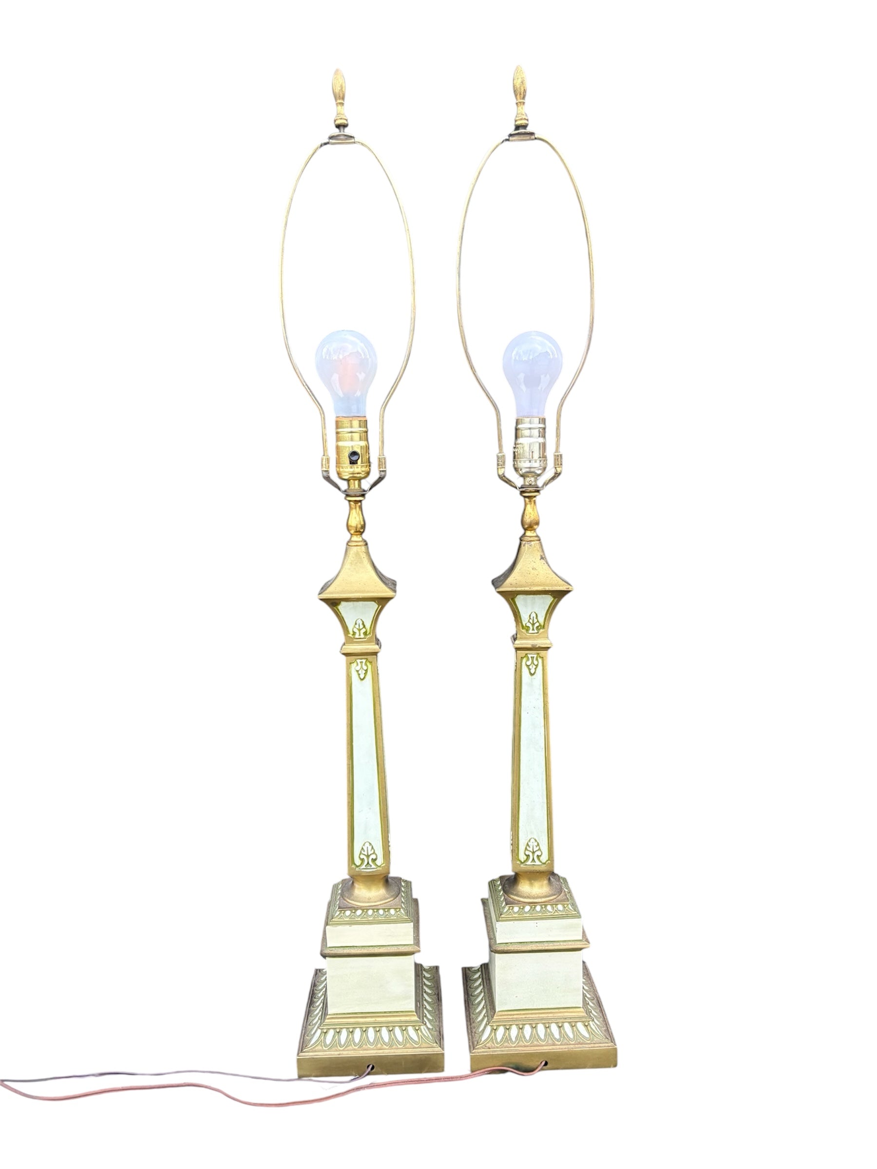 Mid Century Hollywood Regency Column Lamps - 38”