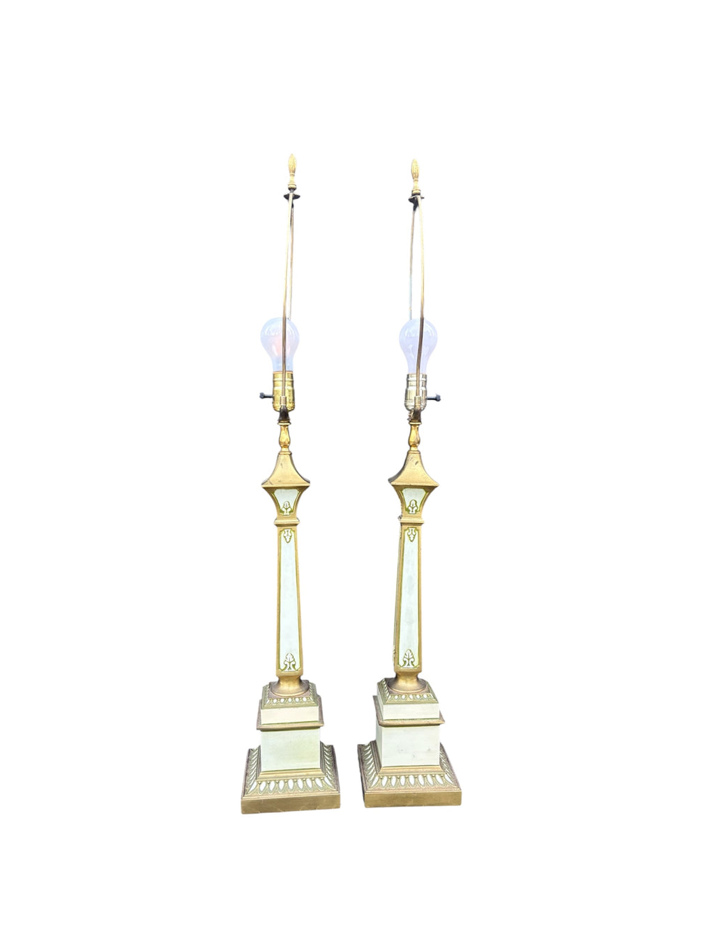 Mid Century Hollywood Regency Column Lamps - 38”