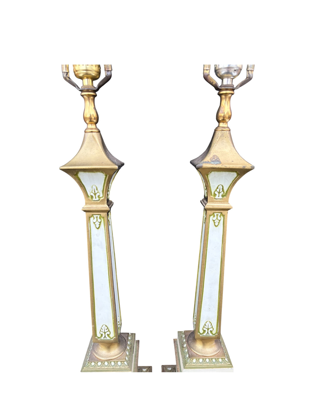 Mid Century Hollywood Regency Column Lamps - 38”