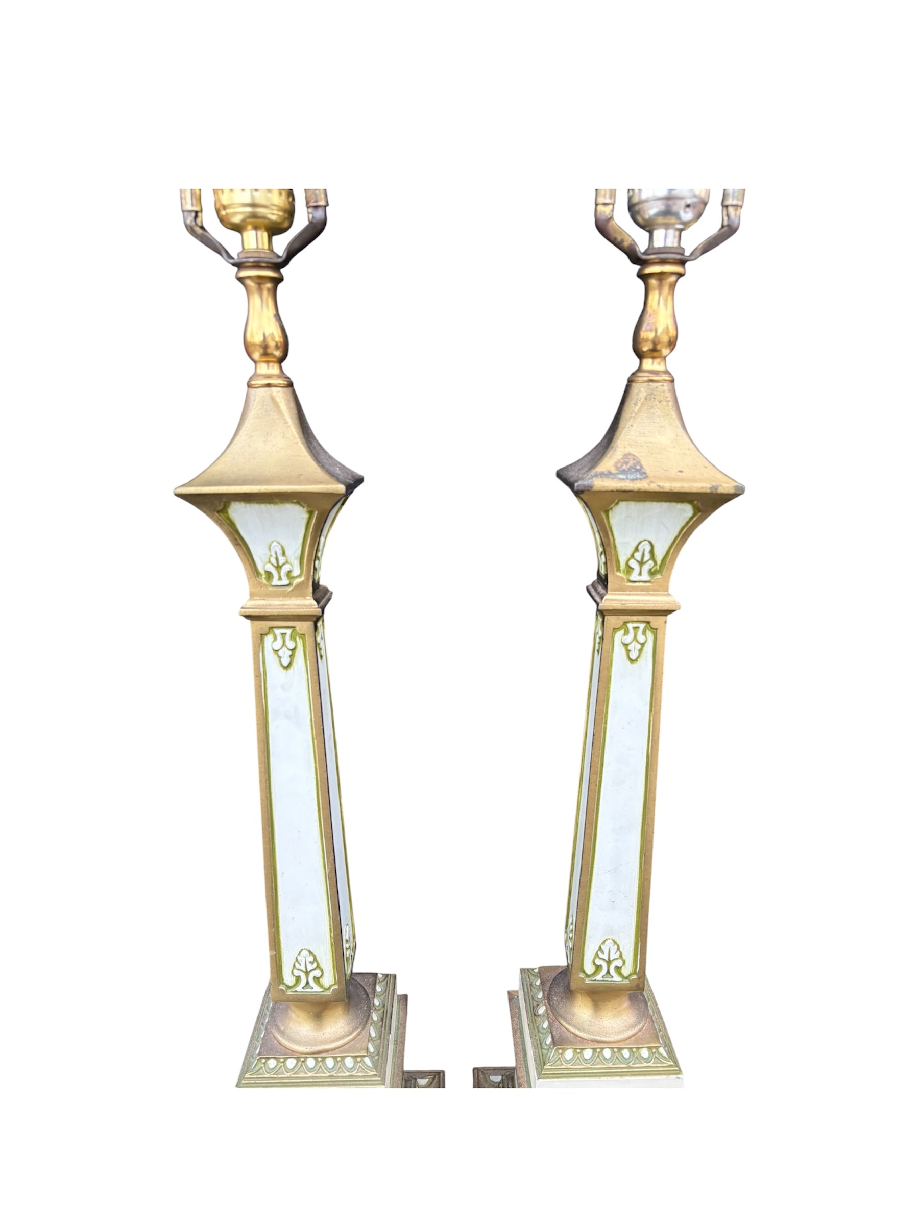 Mid Century Hollywood Regency Column Lamps - 38”